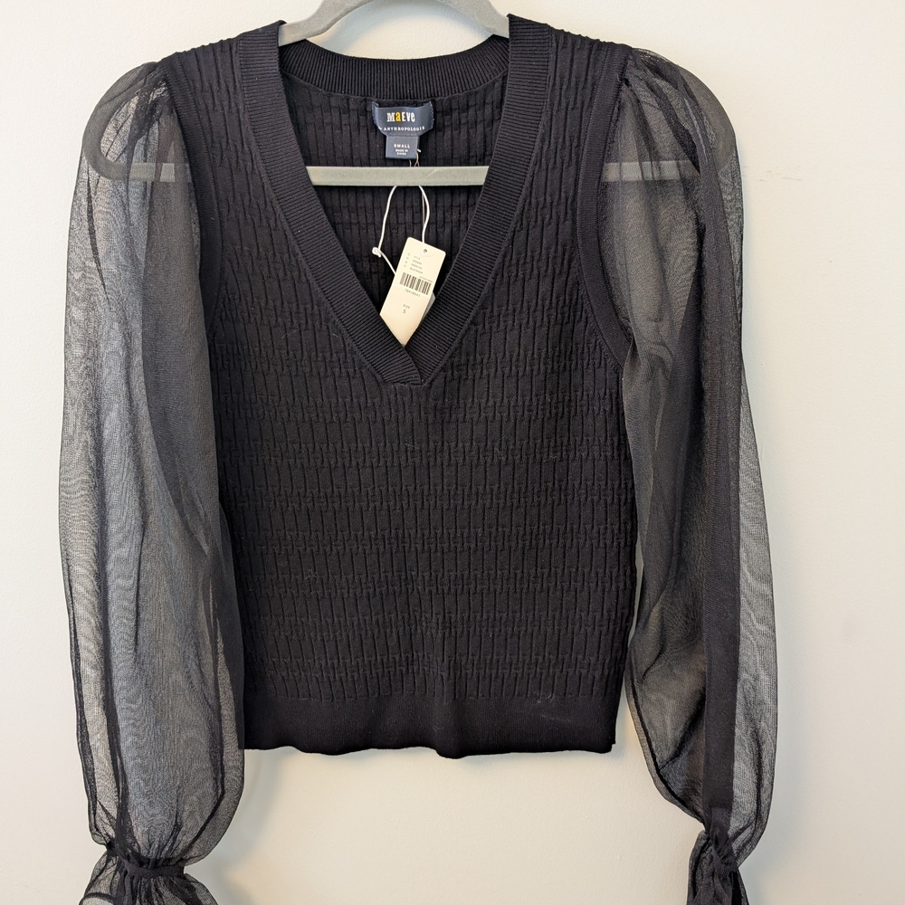 Anthropologie Black Fitted Blouse. NWT - Picture 9 of 14